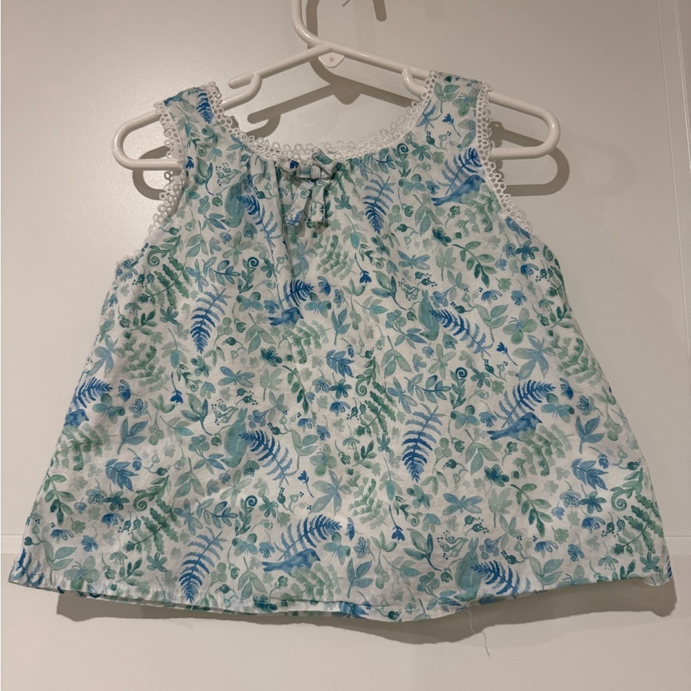 Janie and Jack Blue & Green Floral Tank Top
